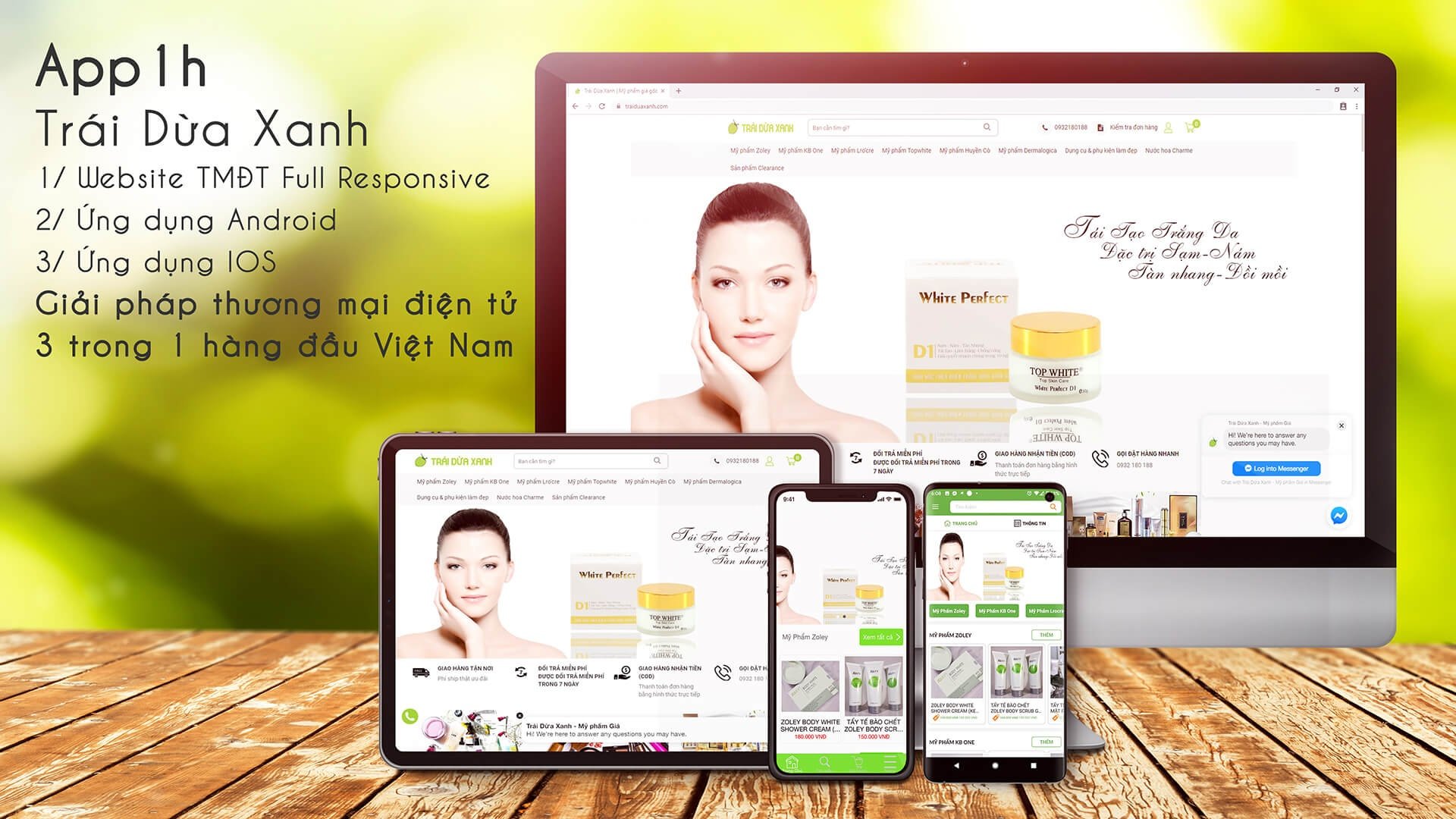 Thiết kế app bán hàng mỹ phẩm cho thương hiệu Trái Dừa Xanh
