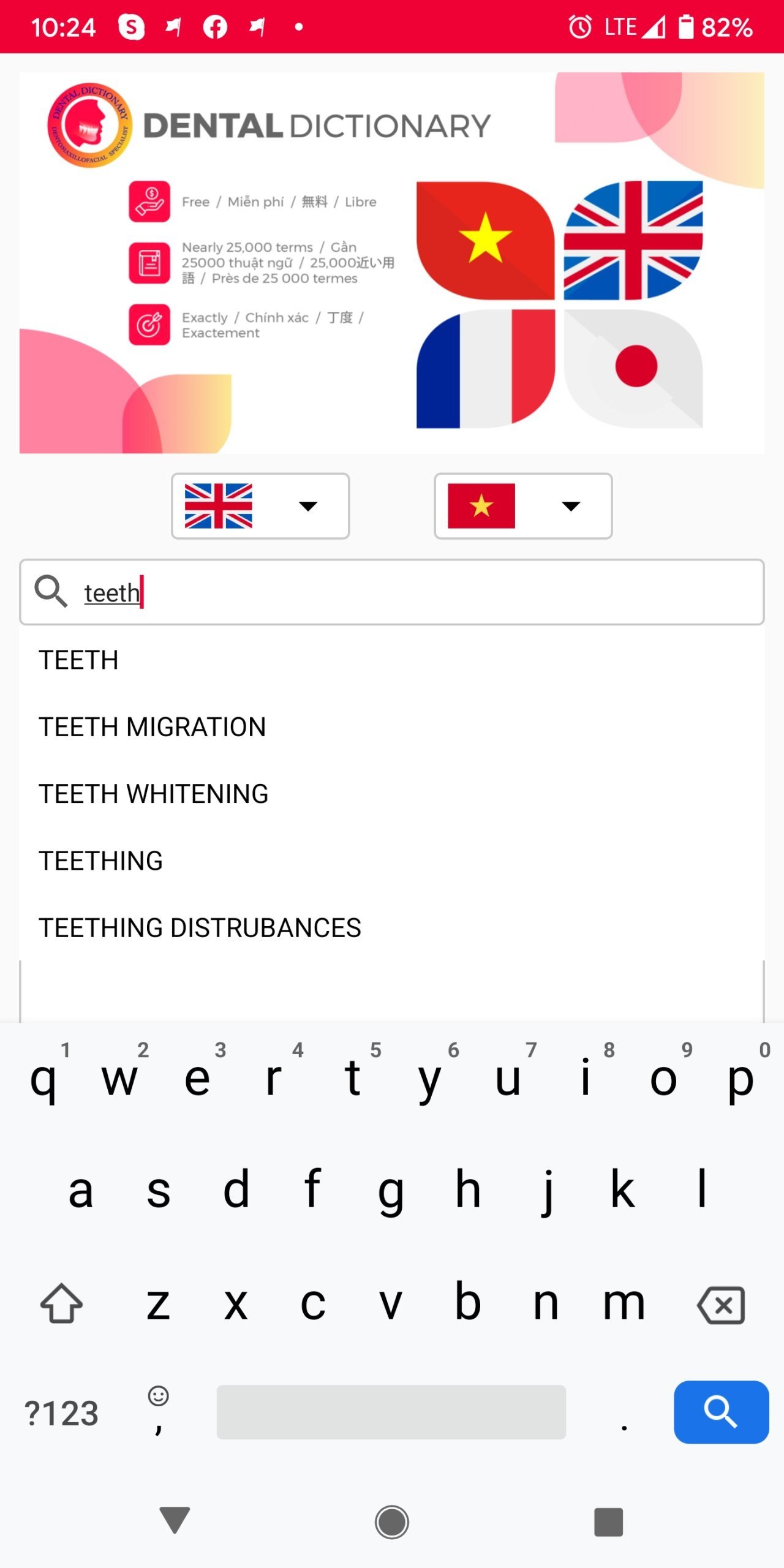 App từ điển nha khoa Dentdic trên Android